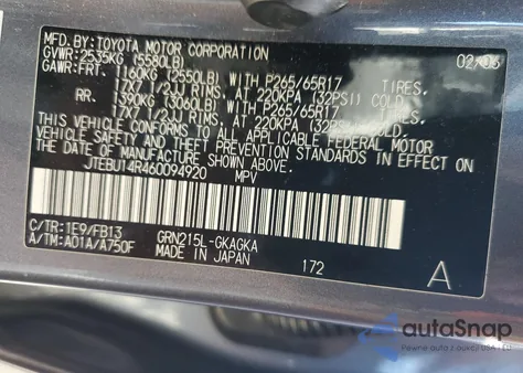 2006 Toyota 4Runner Sr5 from USA, damaged, VIN JTEBU14R460094920